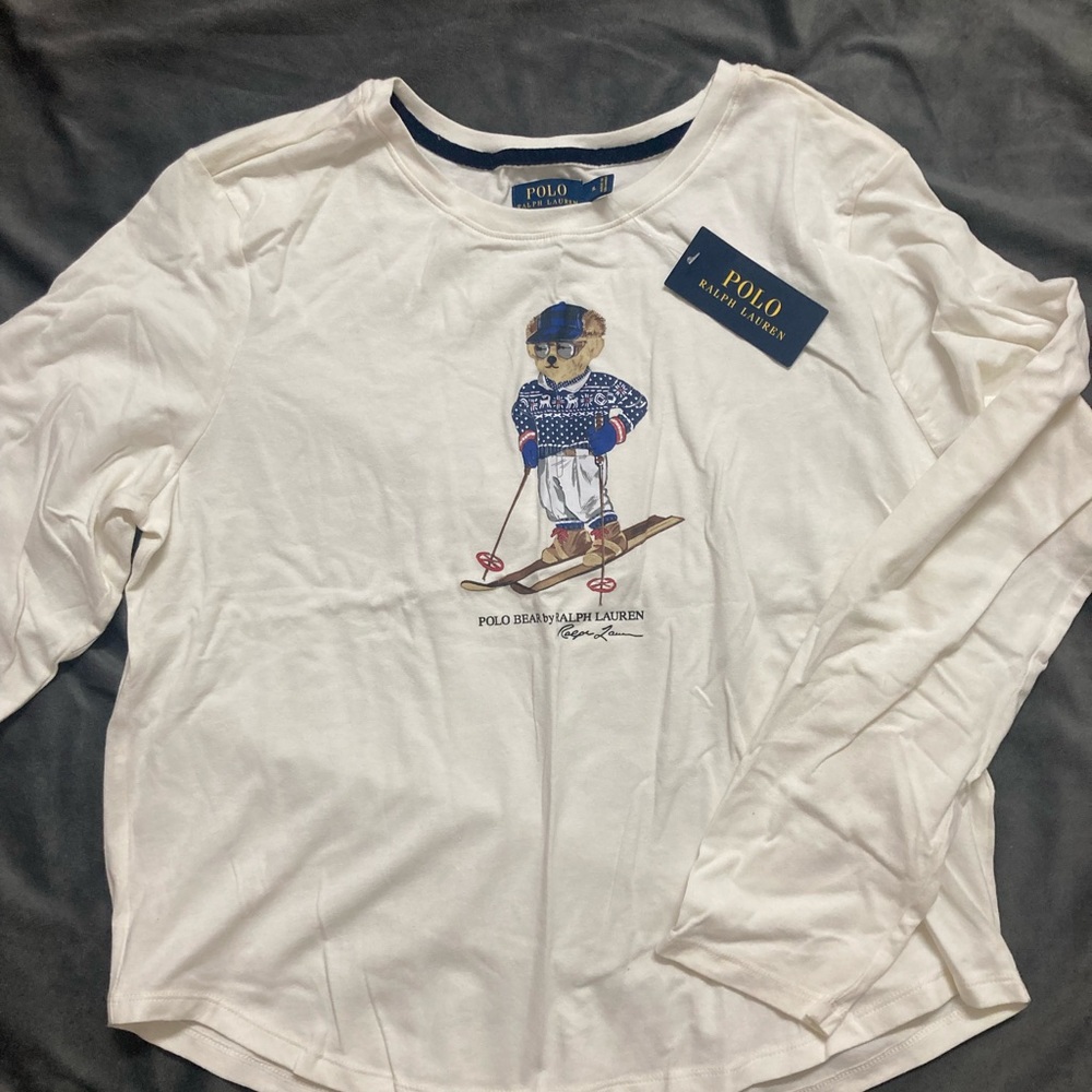 Polo by Ralph Lauren White Long Sleeve Tee with Ski Bear